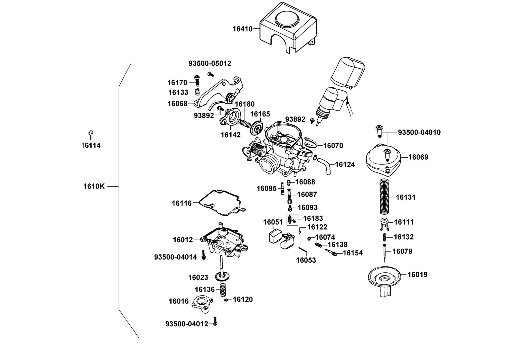 SUPER 8 50X (2020) Carburetor parts diagram